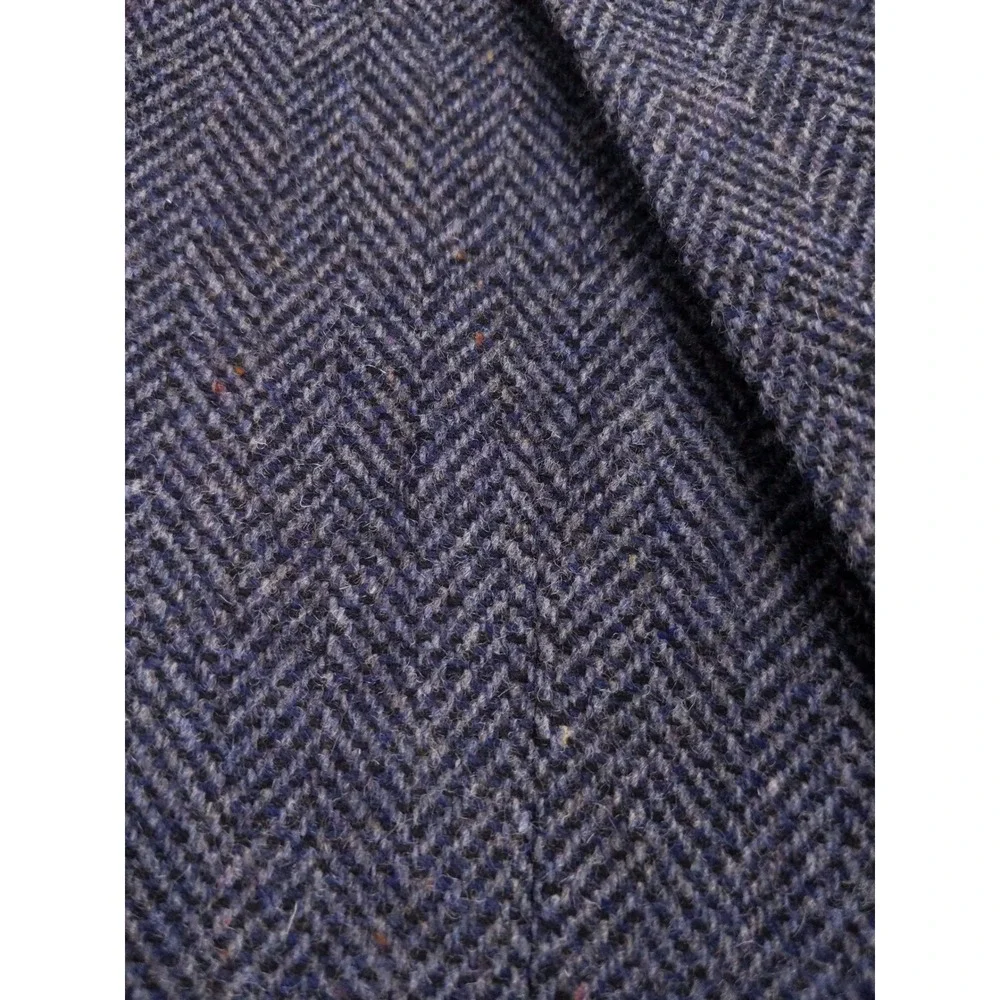 vtg Towncraft Blazer Jacket Blue Herringbone Wool/Lambswool Blend Sport Coat 39R